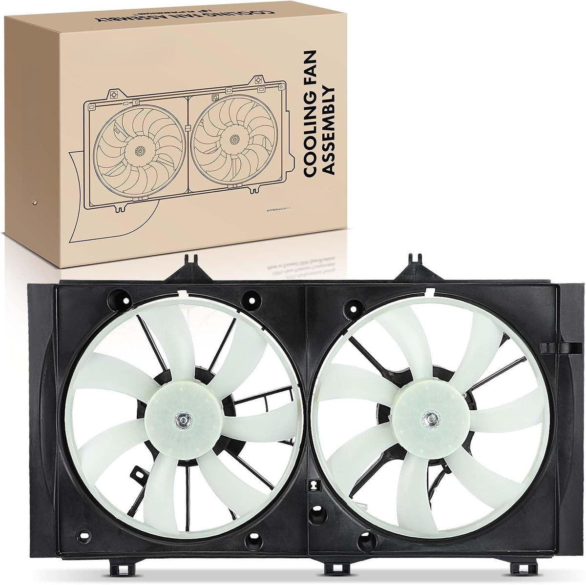 Dual Radiator Cooling Fan Assembly with Shroud for Toyota Camry 2010-2011, 2.5L, Venza 2009-2015, 2.7L, with Tow Package