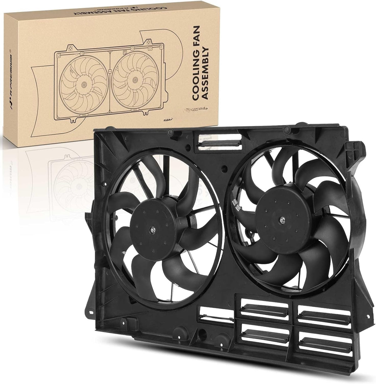 Dual Radiator Cooling Fan Assembly with Shroud and Motors for Ford Explorer 2013-2019, Police Interceptor Utility 2014-2019, 2.3L, V6 3.5L