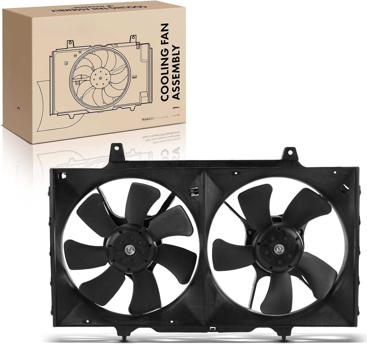 Dual Radiator and Condenser Cooling Fan Assembly with Shroud for Nissan Altima 1998-2001, L4 2.4L