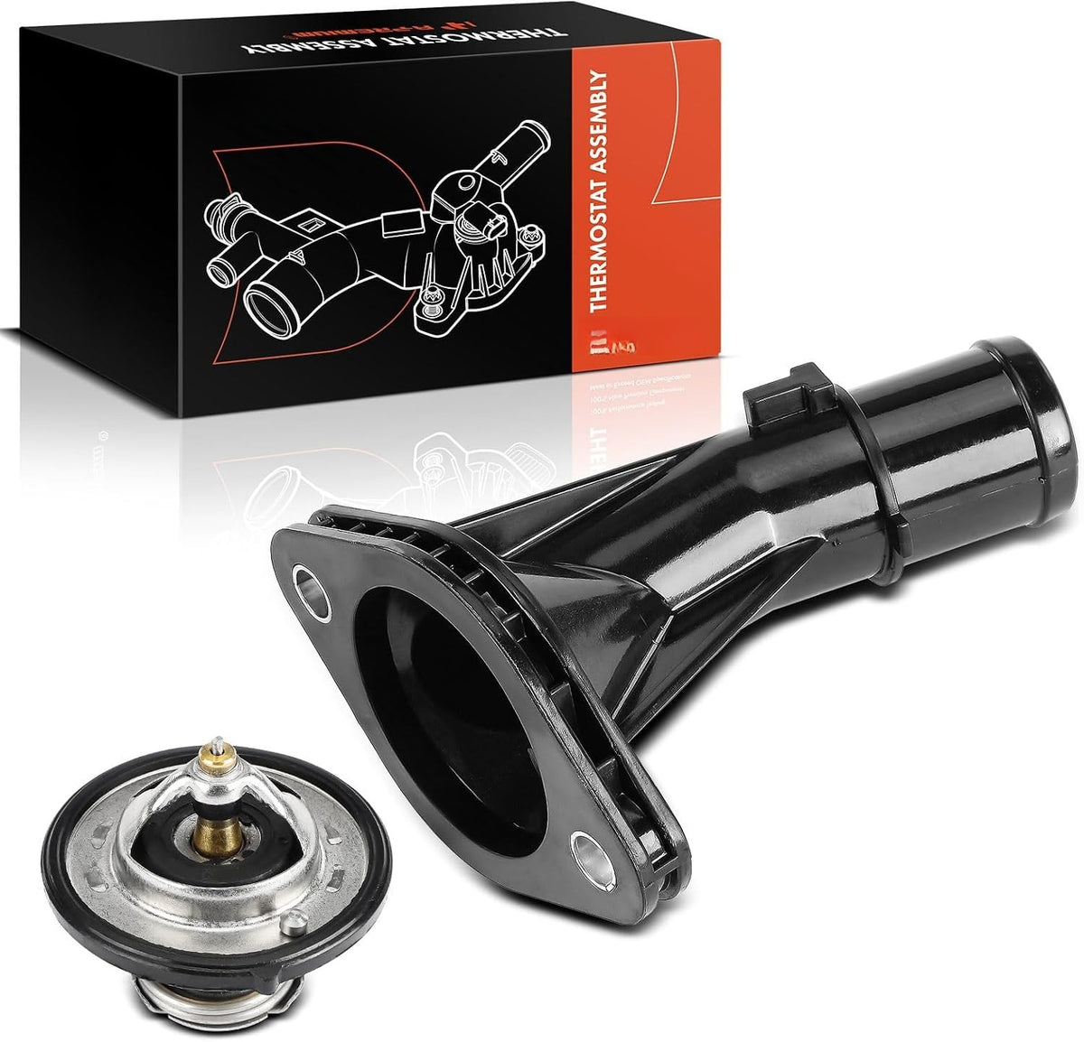 Thermostat Housing with Thermostat for Hyundai Elantra 2011-2016, Accent 2011-2017, Veloster 2012-2017, Kia Forte 2014-2018, Rio 2012-2017, 1.6L 2.0L