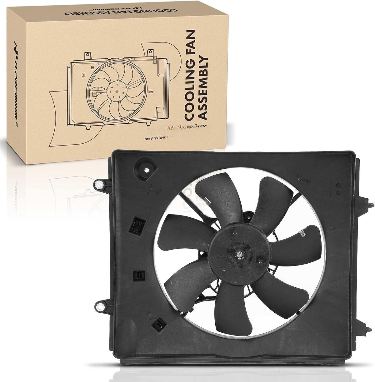 Right A/C Condenser Fan Assembly with Motor and Shroud for Honda CR-V 2012-2014 2.4L, Passenger Side