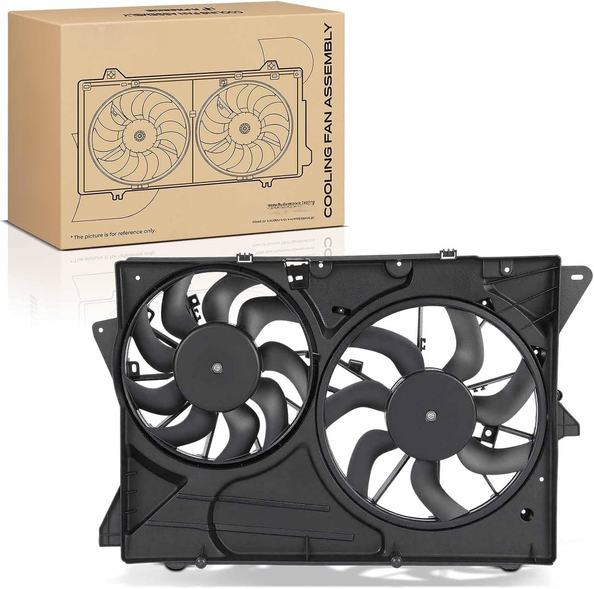 Engine Radiator Cooling Fan Assembly with Dual Fans and Shroud for Ford Explorer 2013-2019, Flex 2013-2019, Lincoln MKT 2013-2019, 2.0L 3.5L 3.7L