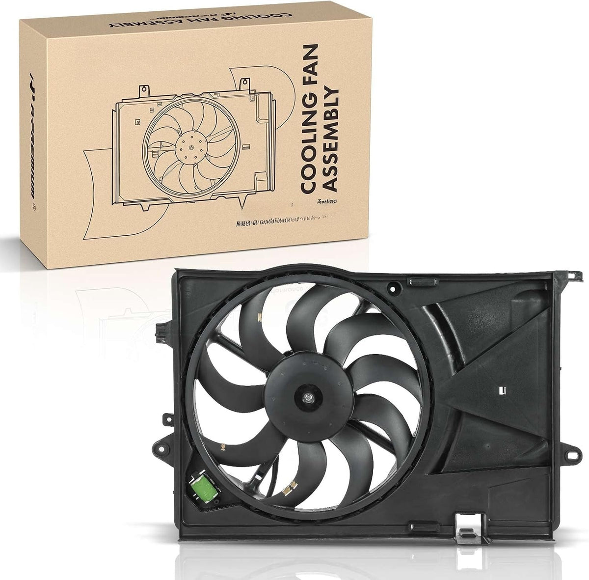 Radiator Cooling Fan Assembly with Motor and Shroud for Chevrolet Sonic 2012-2020 1.4L, Automatic Transmission