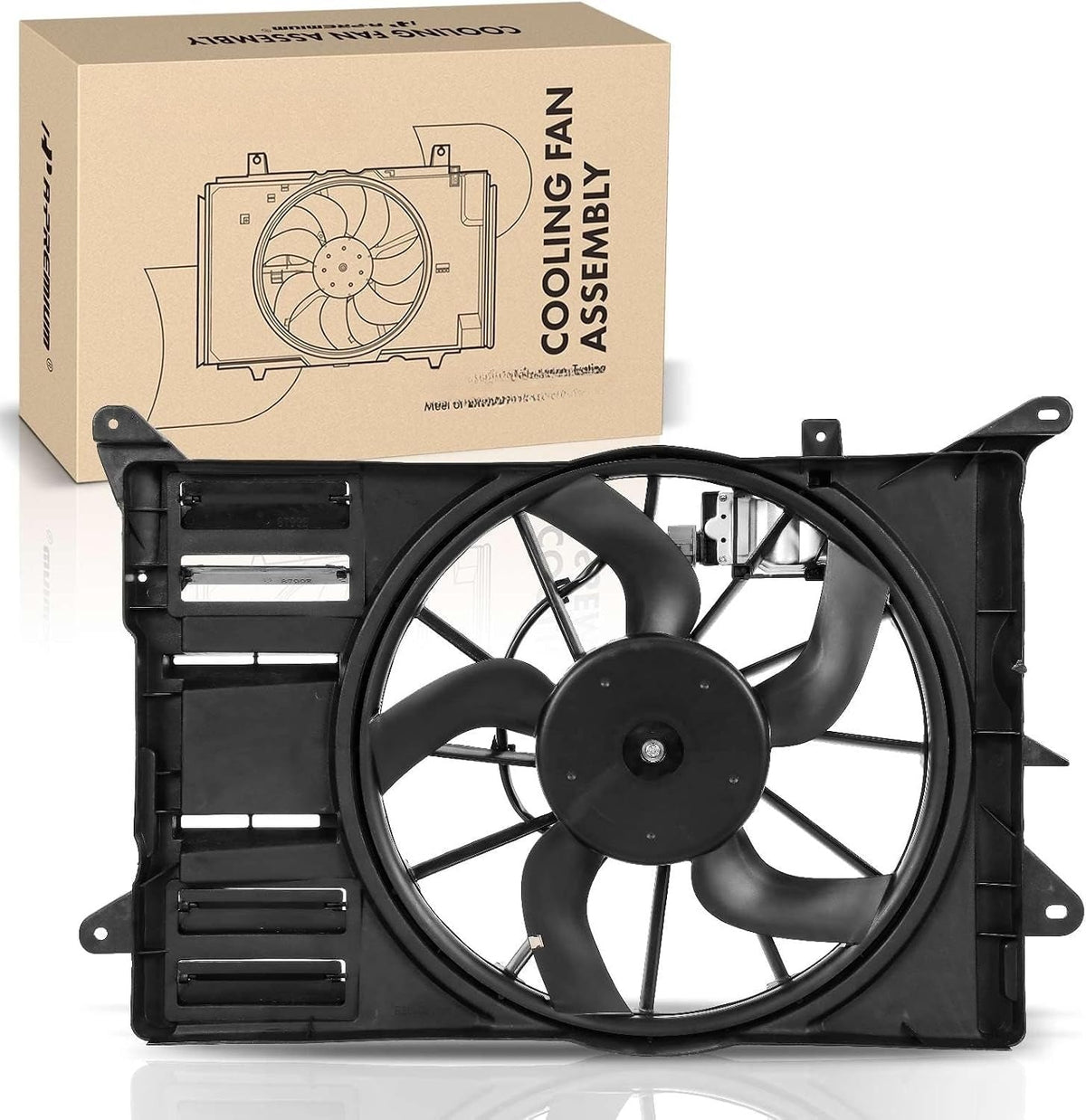 Radiator Cooling Fan Assembly with Shroud for Ford Edge 2012-2014, 2.0L L4