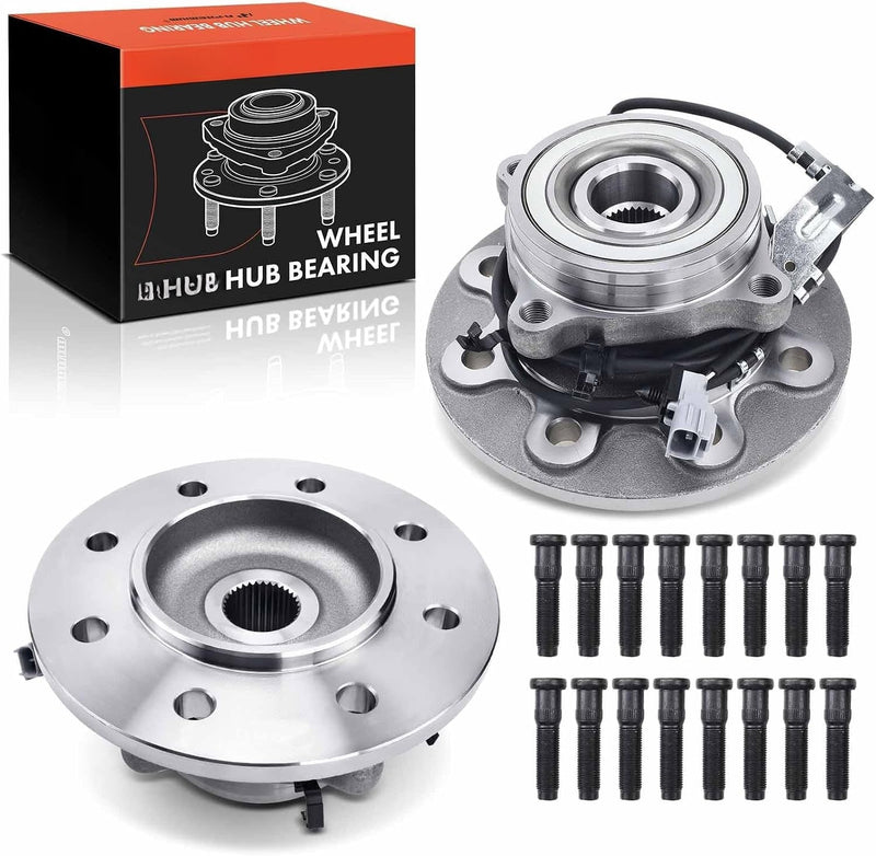 Front Wheel Bearing and Hub Assembly Pair with ABS for Dodge Ram 2500 1998-1999, 4WD, 8-Lug, Single Rear Wheel