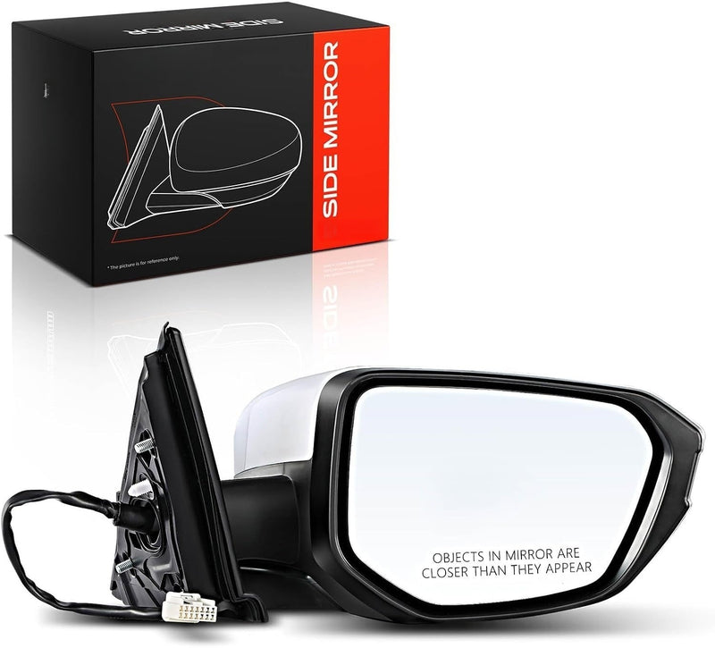 Front Right Passenger Side Heated Power Mirror for Honda Civic 2016-2021, Paint-to-Match White, 5-Pin