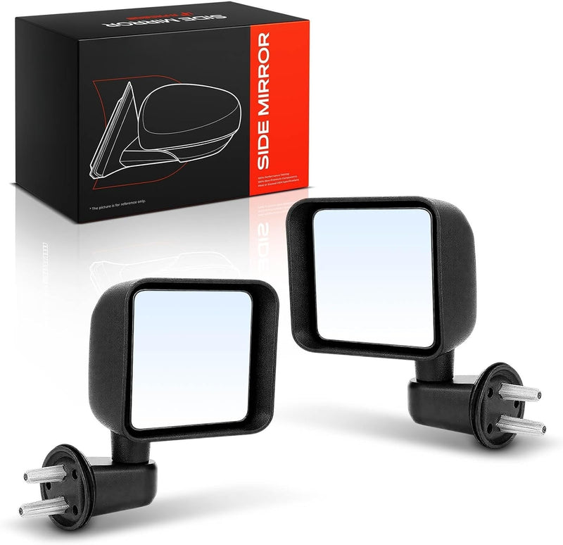 Front Driver and Passenger Side Manual Door Mirrors for Jeep Wrangler 2007-2017 JK, Pair