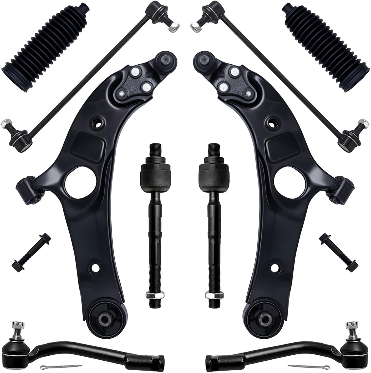 10Pc Front Suspension Kit Fit for 13-18 Hy-Undai Santa Fe Sport /14-15 Ki-A Sorento, Lower Control Arm Ball Joint 2 Sway Bar Link 4 Outer Inner Tie Rod End (# K623538 K750659 EV801212 ES801264)