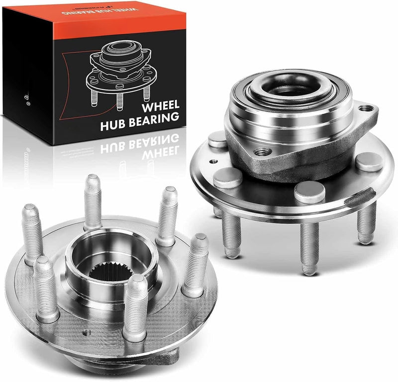 Front or Rear Wheel Bearing and Hub Assembly Pair, 6-Lug, for Cadillac SRX 2010-2016, Saab 9-4X 2011