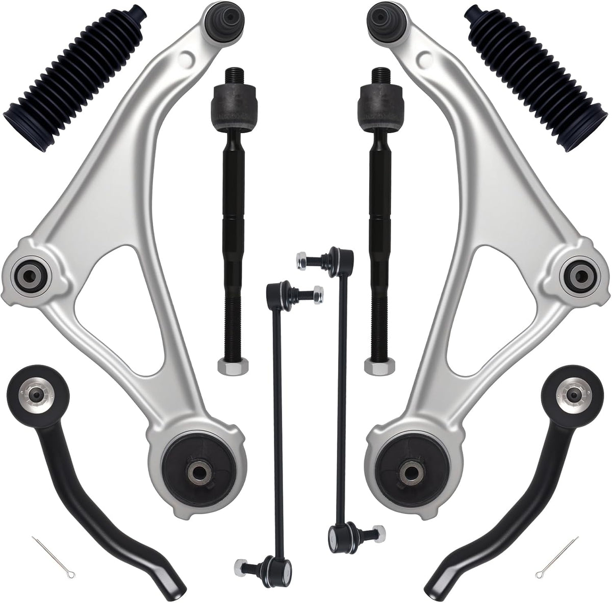 10Pc Front End Kit Fit for 2013-2018 Ni-Ssan Altima, 2016-2023 Maxima, 2 Lower Control Arm W/Ball Joint 2 Sway Bar Link 4 Outer &amp; Inner Tie Rod End 2 Boots (# K622838 K750282 EV801066 ES801196)