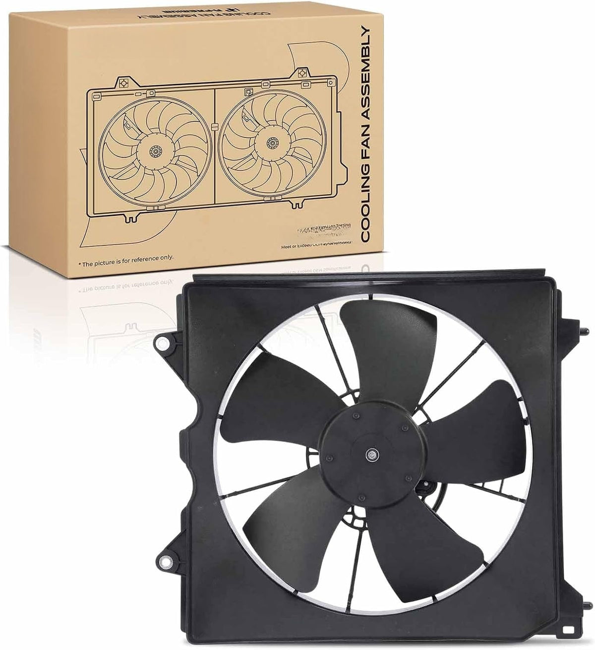 Left Radiator Cooling Fan Assembly with Shroud for Honda Accord 2008-2012 2.4L L4, Driver Side, Toyo Type