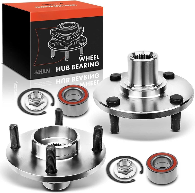 Front Wheel Bearing and Hub Kit Pair, 4-Lug, for Ford Focus 2000-2011, 2.0L 2.3L