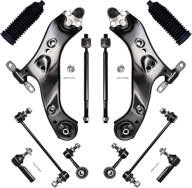 Front End Suspension Kit for Toyota RAV4 2019-2025, Lower Control Arms, Tie Rod Ends, Sway Bar Links, 12 Pcs