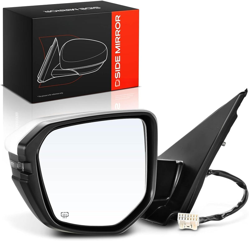 Front Left Driver Side Heated Power Mirror for Honda Civic 2016-2021, Turn Signal, Paint-to-Match White