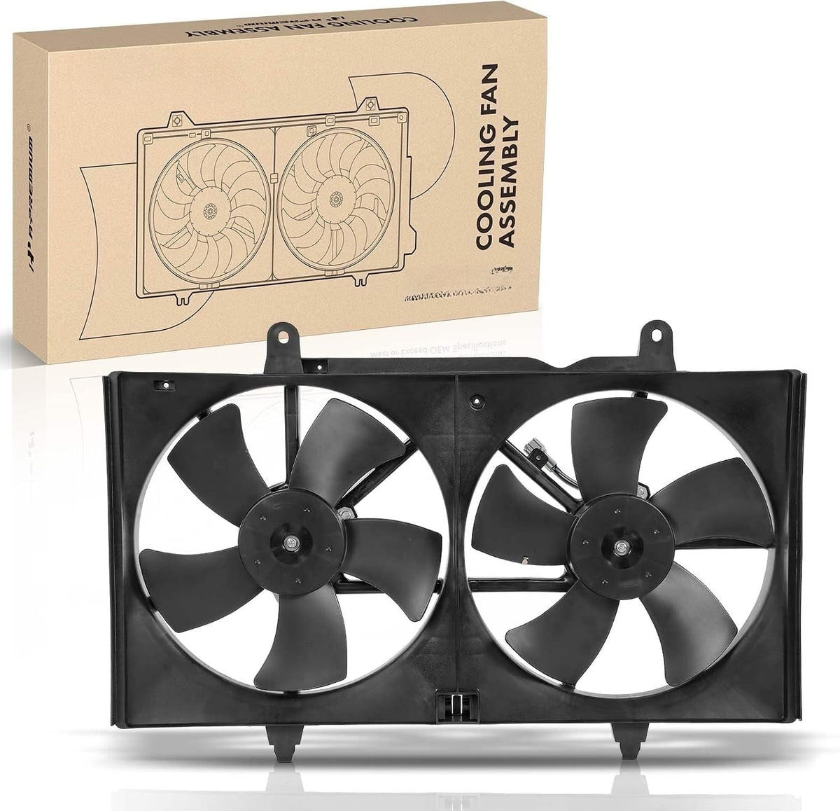 Dual Radiator Cooling Fan Assembly with Shroud for Nissan Altima 2002-2006, Maxima 2004-2008, L4 2.5L, V6 3.5L