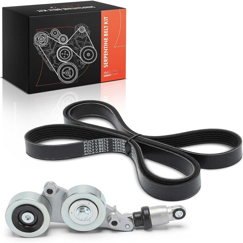 Serpentine Belt and Tensioner Kit for Honda Odyssey 2005-2010 J35A7, Pilot 2009-2011, 3.5L
