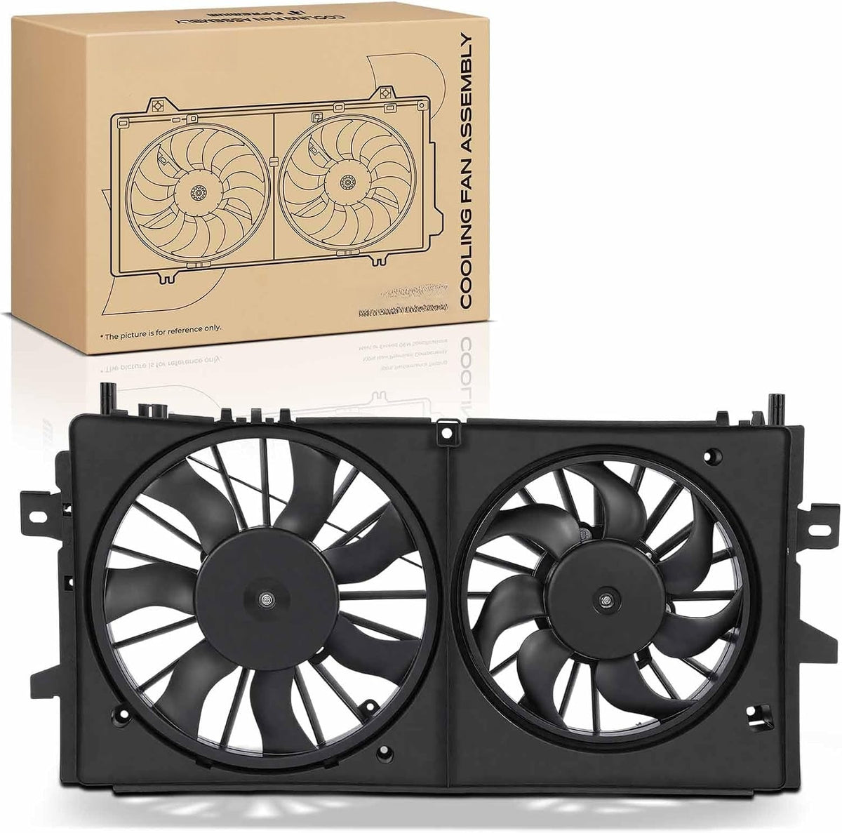 Dual Radiator Cooling Fan Assembly with Shroud for Chevrolet Impala 2012-2013, Impala Limited 2014-2016 3.6L, Pontiac Grand Prix 2005-2008 5.3L
