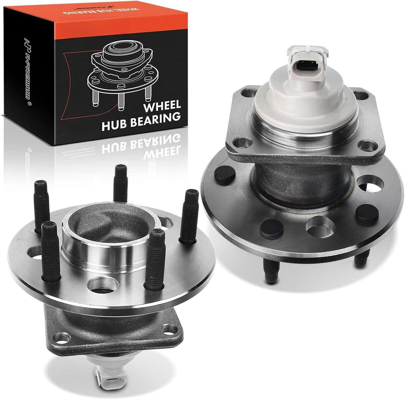 Rear Wheel Bearing and Hub Assembly Pair with ABS, 5-Lug, for Chevrolet Impala 2000-2013, Monte Carlo 2000-2007
