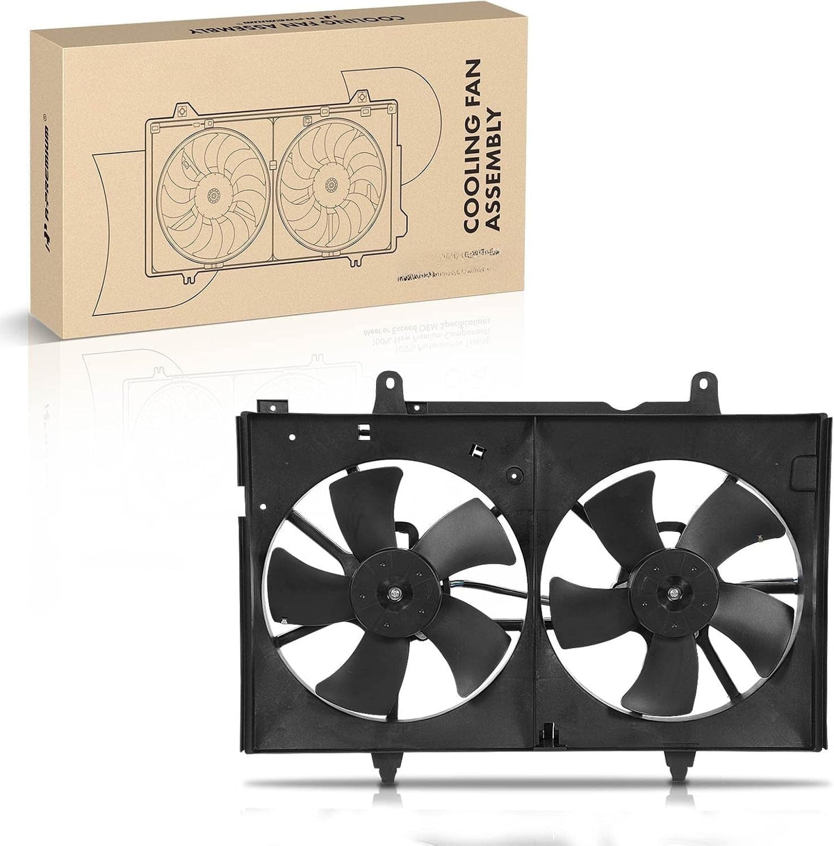 Dual Radiator Cooling Fan Assembly with Shroud for Nissan Murano 2003-2007 3.5L V6