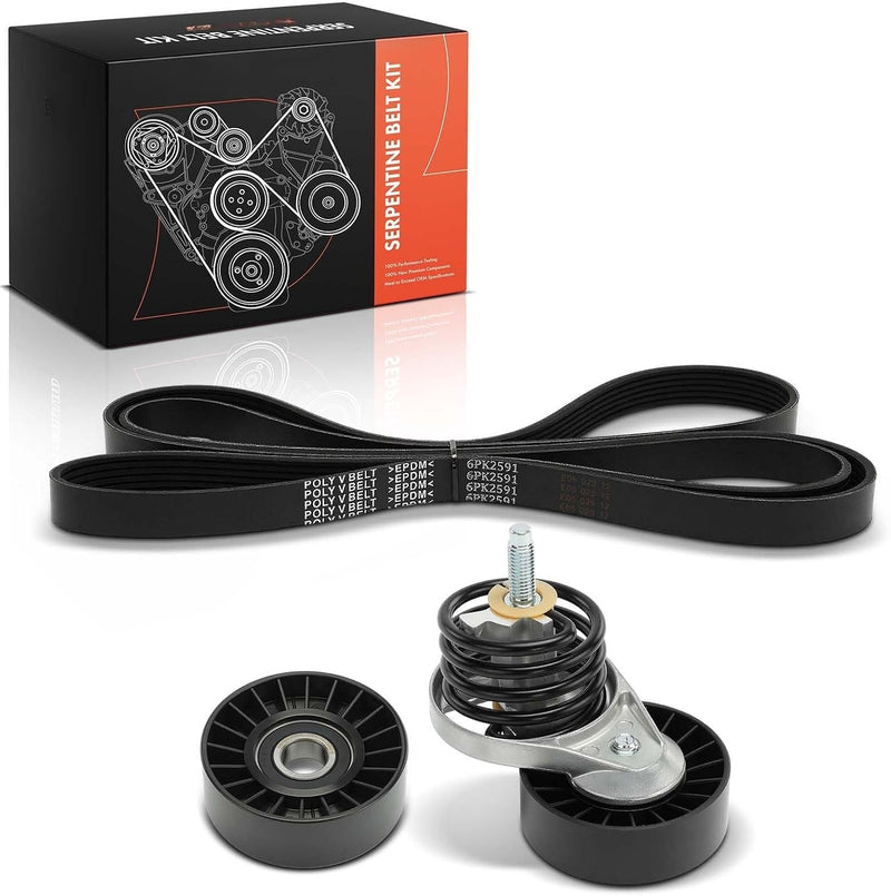 Serpentine Belt Drive Kit for Ford F-150 1993-1996, F-250 1993-1997, F-350 1993-1997, Bronco 1993-1996, 5.8L