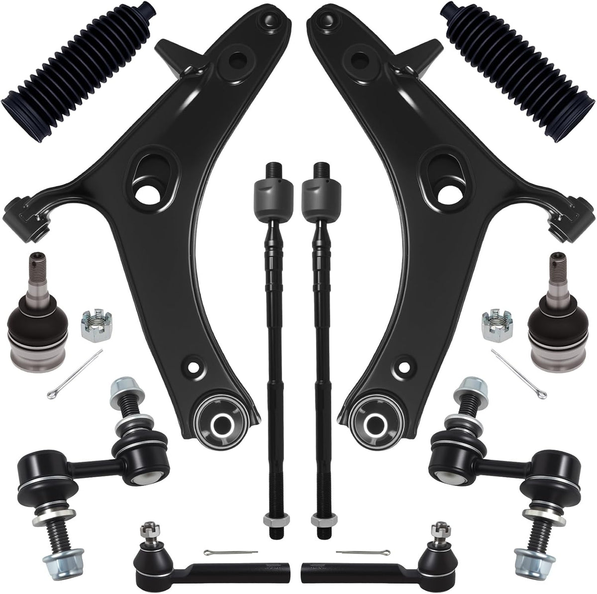 12Pc Front End Kit Fit for 2016-2017 Su-Baru Crosstrek, 13-15 XV Crosstrek, 2 Lower Control Arm 2 Ball Joint 2 Sway Bar Link 4 Outer &amp; Inner Tie Rod End (# K623560 K750084 EV800982 ES3712 K9513)