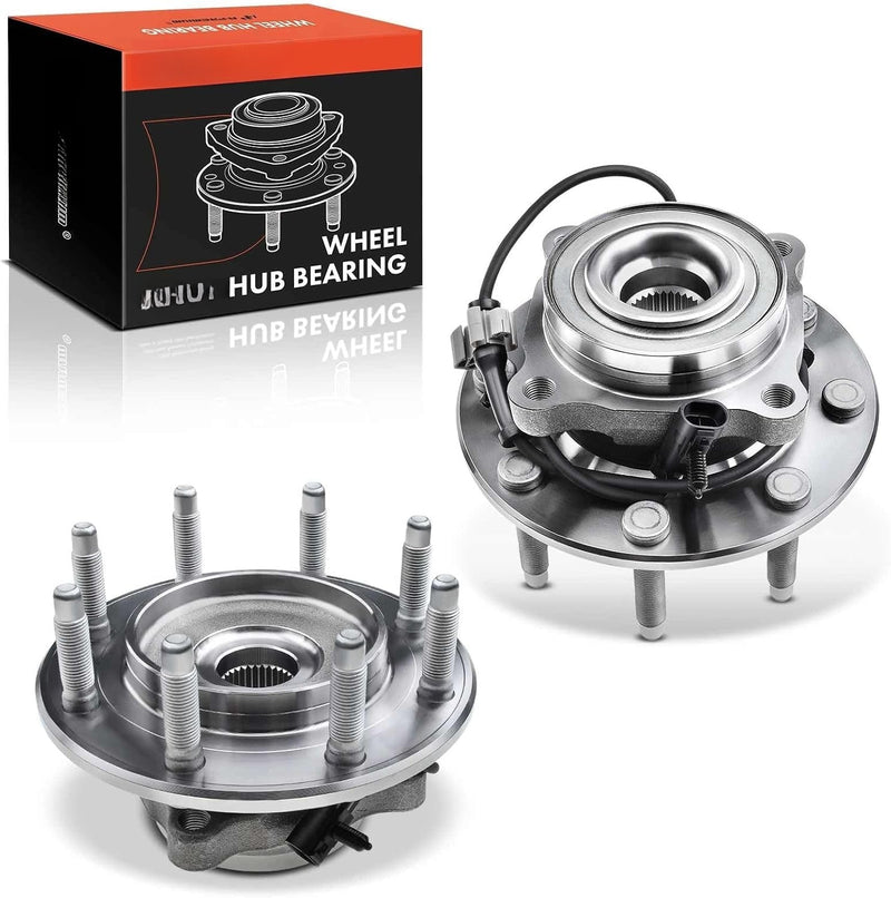 Front Wheel Bearing and Hub Assembly with ABS Pair for Chevrolet Silverado 2500 HD 2001-2006, GMC Sierra 2500 HD 2001-2006