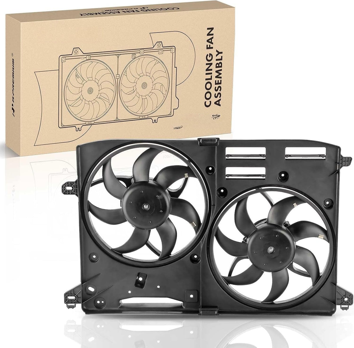 Dual Radiator Cooling Fan Assembly for Ford Fusion 2014-2016 1.5L, Lincoln MKZ 2013-2016 2.0L, 3.7L