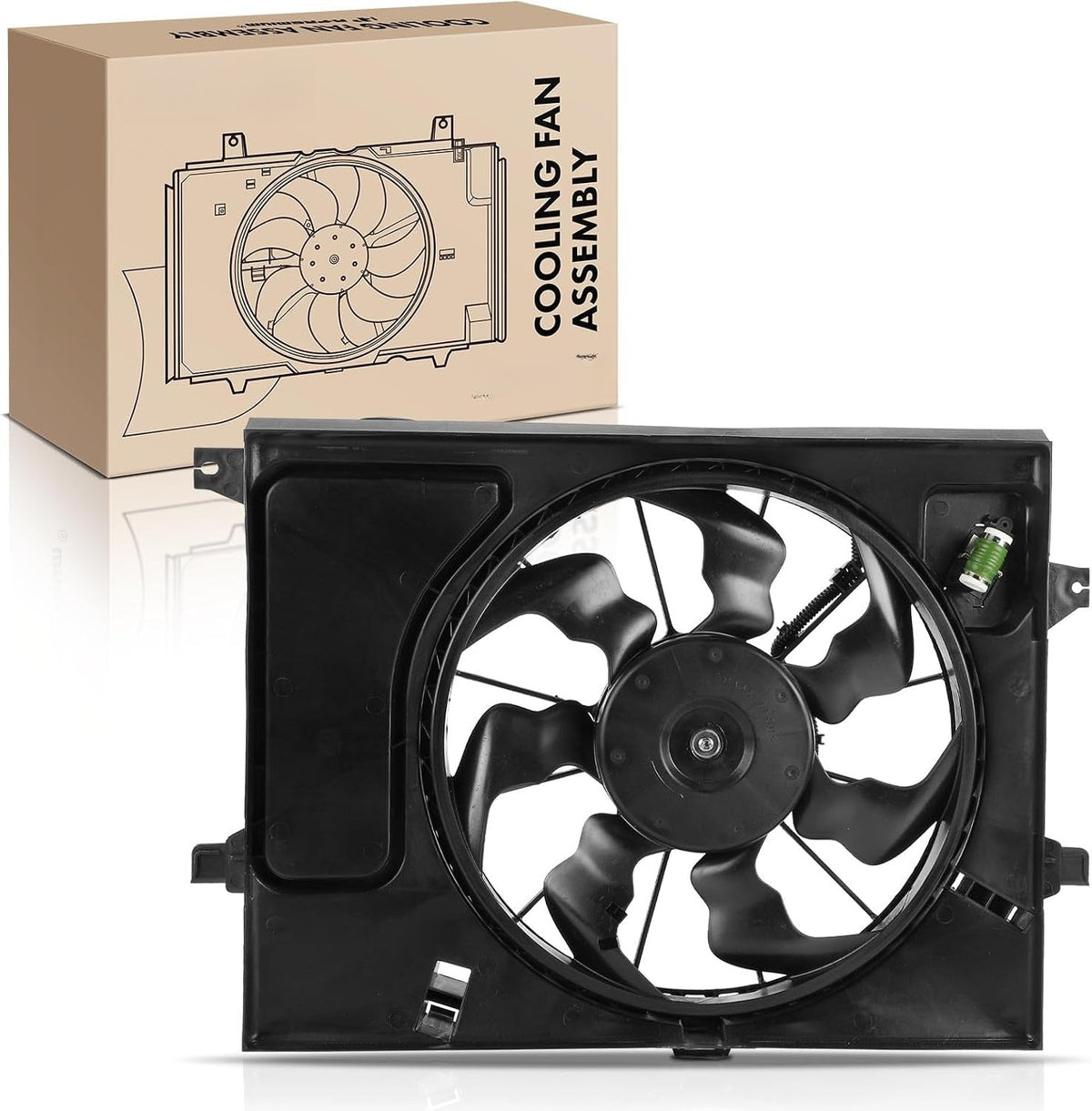Engine Radiator Cooling Fan Assembly with Shroud for Kia Soul 2012-2019, 1.6L 2.0L