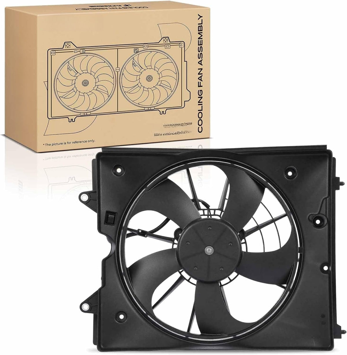 Left Radiator Cooling Fan Assembly with Shroud for Honda Odyssey 2011-2017, 3.5L V6