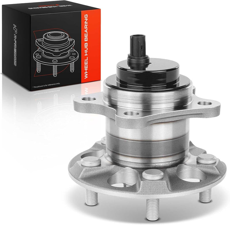 Rear Wheel Bearing and Hub Assembly with ABS Sensor Cap, 5-Lug, for Toyota Sienna 2011-2018, FWD, Left or Right