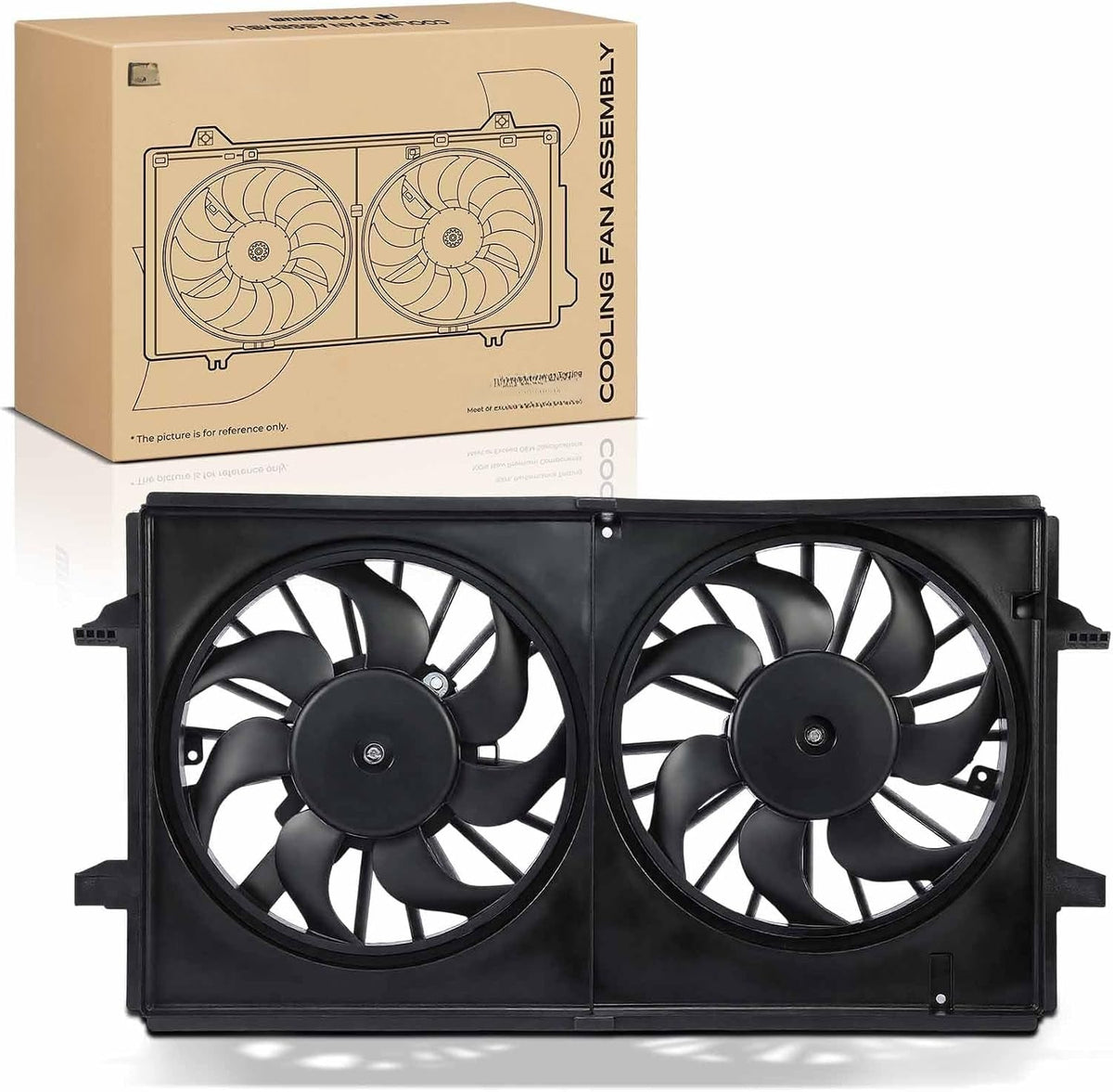 Dual Radiator Cooling Fan Assembly with Shroud for Chevrolet Malibu 2006-2012, Pontiac G6 2006-2010, Saturn Aura 2007-2009, V6