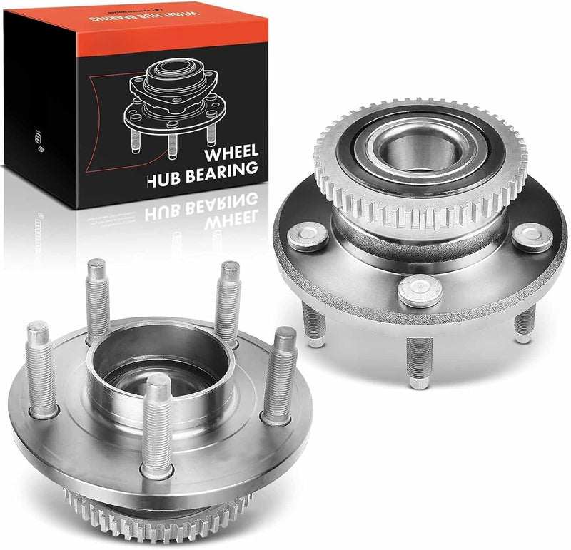 Front Wheel Bearing and Hub Assembly Pair with ABS Ring, 5-Lug, for Ford Mustang 2005-2014