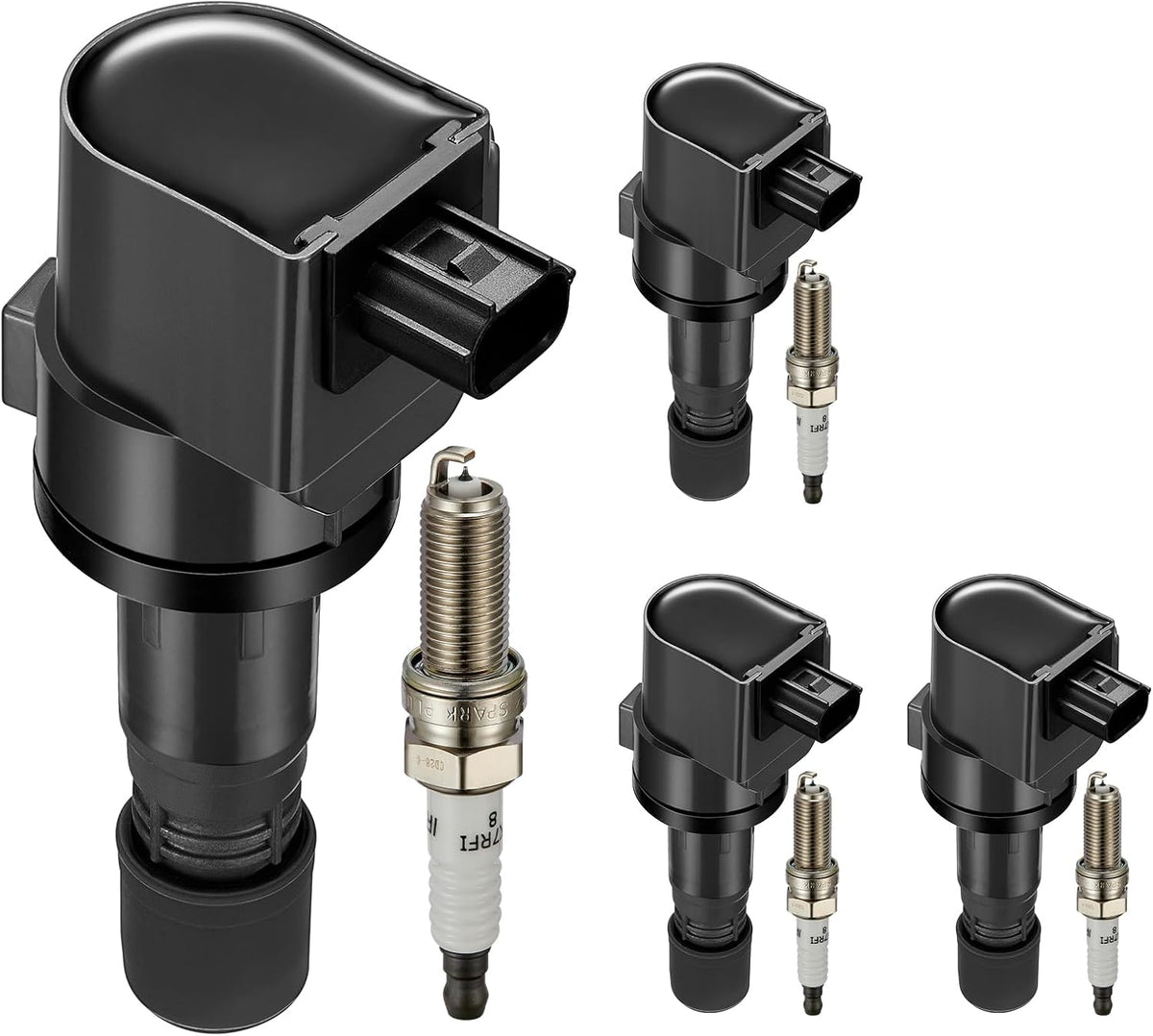 Ignition Coil and Iridium Spark Plug Set for Honda Accord L4, 4 Coils and 4 Plugs, Replaces UF672 97390