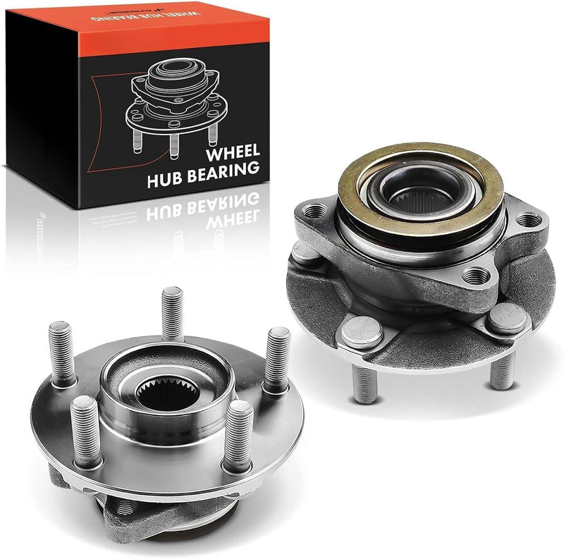 Front Wheel Bearing and Hub Assembly Pair, 5-Lug, for Nissan Juke 2011-2017, Leaf 2011-2012