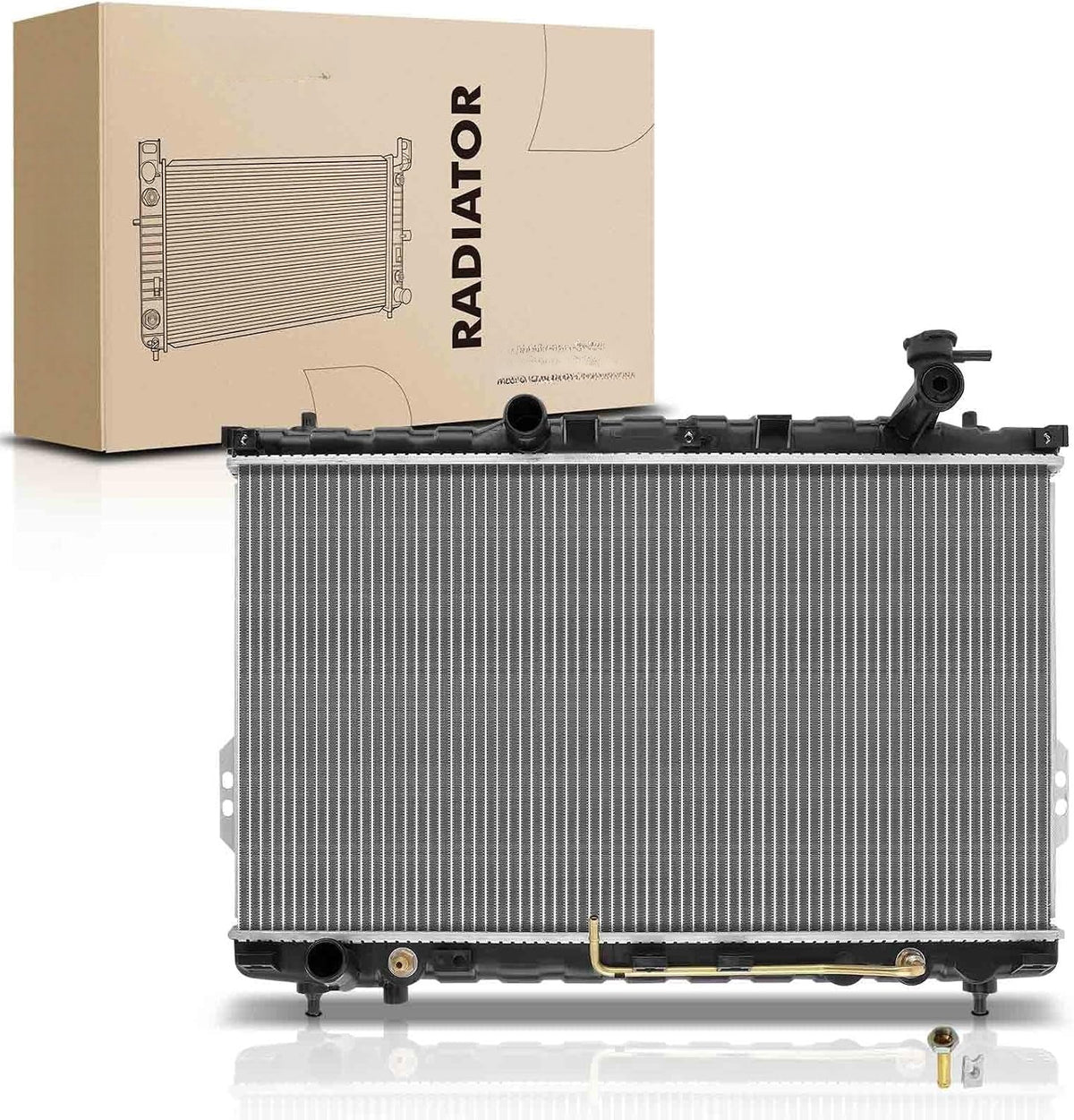Radiator with Transmission Oil Cooler for Hyundai Santa Fe 2001-2006, L4 2.4L, V6 2.7L, Automatic Transmission