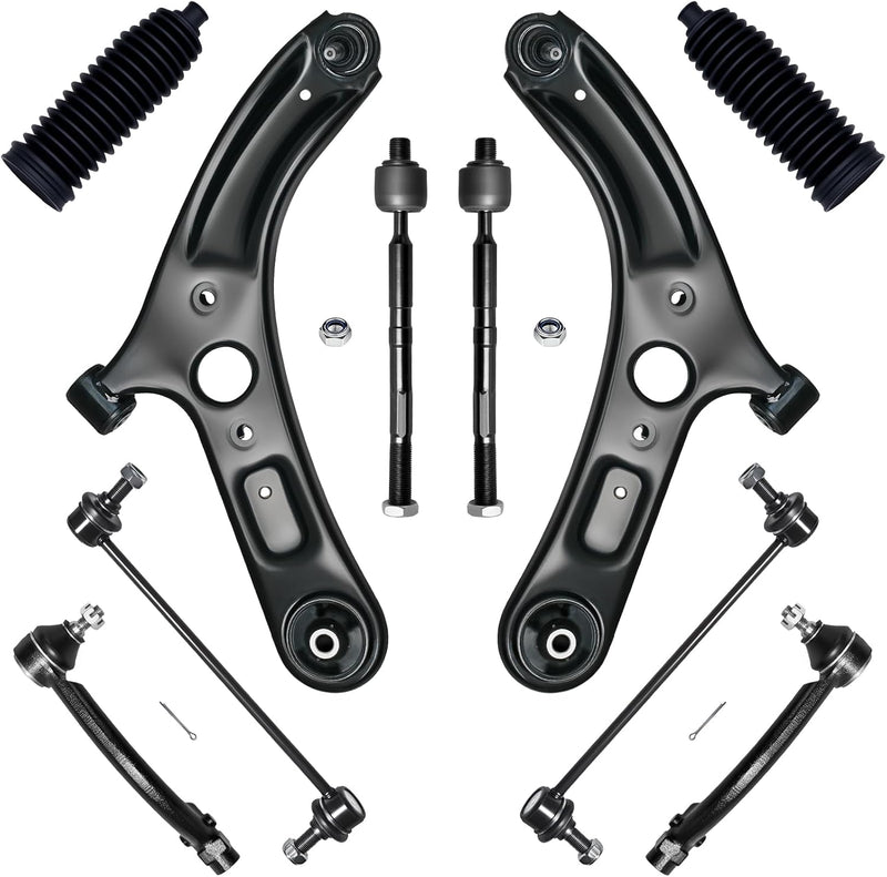 Front End Suspension Kit 10-Piece for Kia Forte 2014-2018, Forte5 2014-2018, Forte Koup 2014-2017, Lower Control Arms