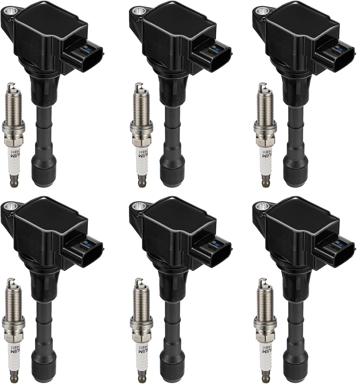 Ignition Coil and Iridium Spark Plug Kit for Nissan and Infiniti V6, 6 Coils and 6 Plugs, Replaces UF550
