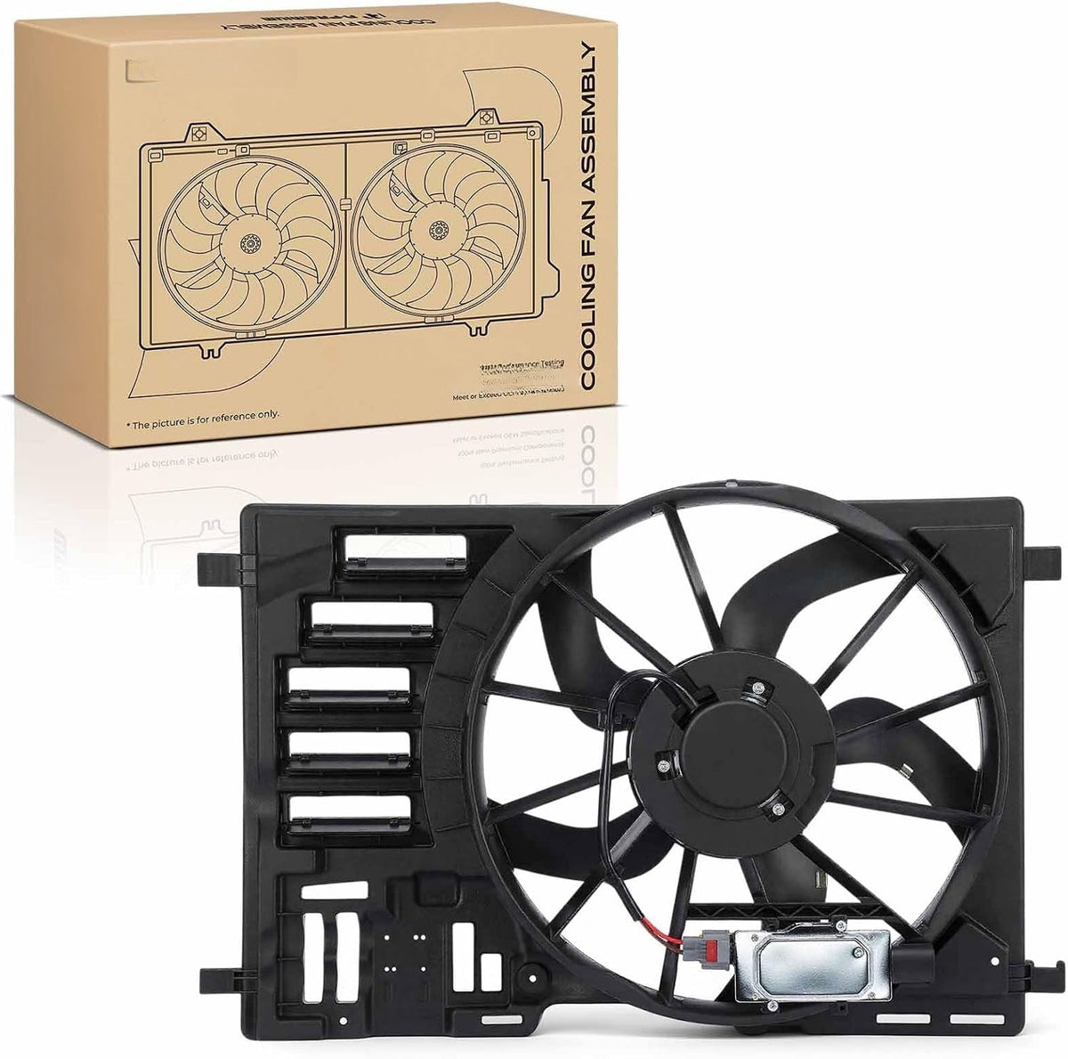 Radiator Cooling Fan Assembly with Motor and Shroud for Ford Escape 2013-2016, 2.0L L4, 4-Pin