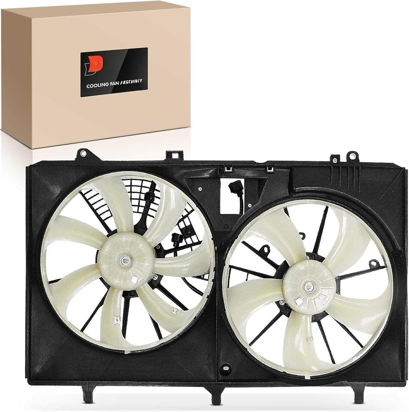 Engine Radiator Cooling Fan Assembly with Dual Fans and Shroud for Toyota Sienna 2011-2016, 3.5L V6, Without Tow Package