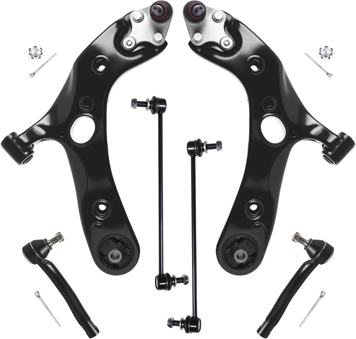 6Pc Front End Suspension Kit Fit for 16-20 To-Yota Mirai, 10-12 Le-Xus Hs250H, 11-16 Sc-Ion Tc, 2 Lower Control Arm W/Ball Joint 2 Sway Bar Link 2 Outer Tie Rod End (# K641288 K750043 ES800053)