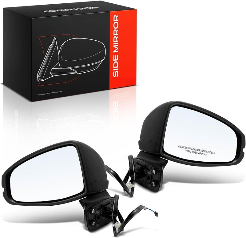 Front Driver and Passenger Side Power Mirrors for Honda Fit 2015-2020 EX and LX, Non-Heated, Smooth Black Pair