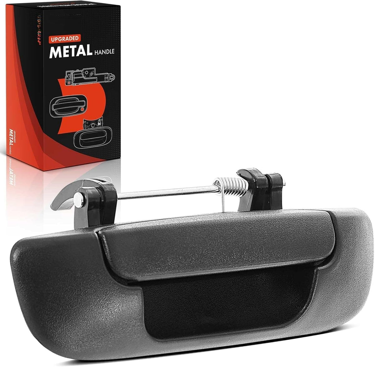 Tailgate Handle for Dodge Ram 1500 2002-2008, 2500 2003-2009, 3500 2003-2009, Metal Grip, Textured Black, Without Keyhole