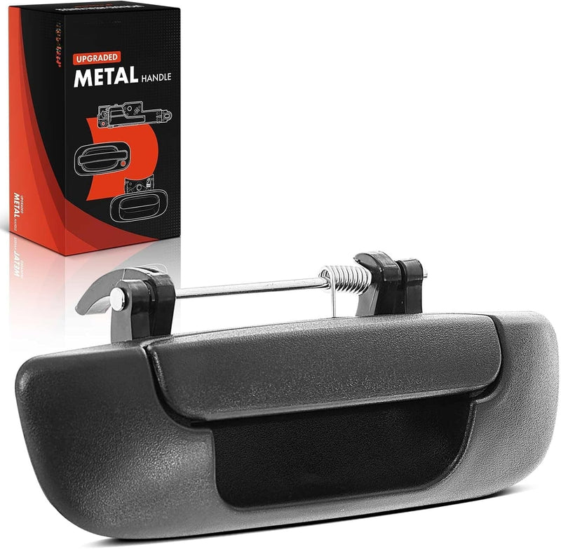 Tailgate Handle for Dodge Ram 1500 2002-2008, 2500 2003-2009, 3500 2003-2009, Metal Grip, Textured Black, Without Keyhole