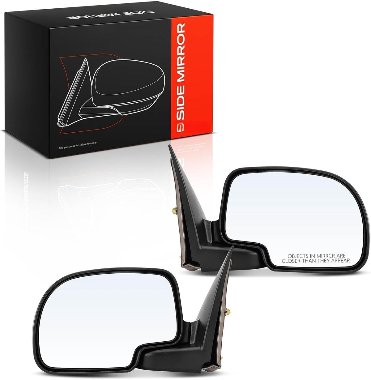 Front Driver and Passenger Side Manual Mirrors for Chevrolet Silverado 1500 1999-2006, GMC Sierra 1500 1999-2006, Non-Heated Pair