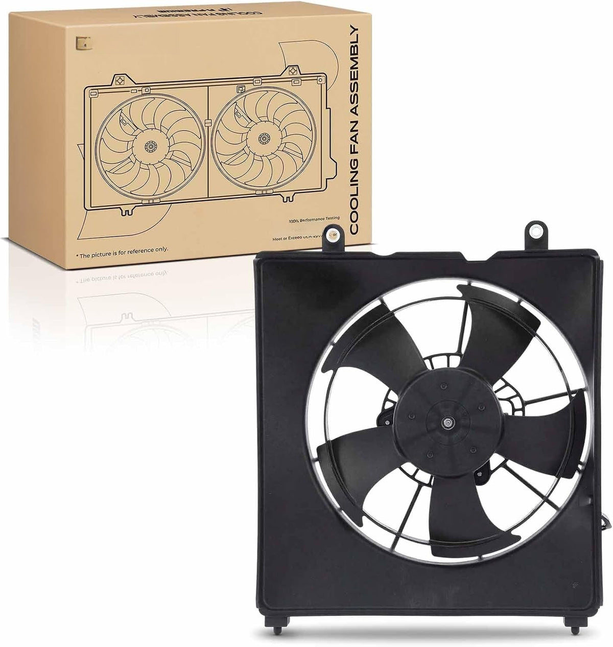 Left Radiator Cooling Fan Assembly with Shroud for Honda Fit 2015-2020, 1.5L L4