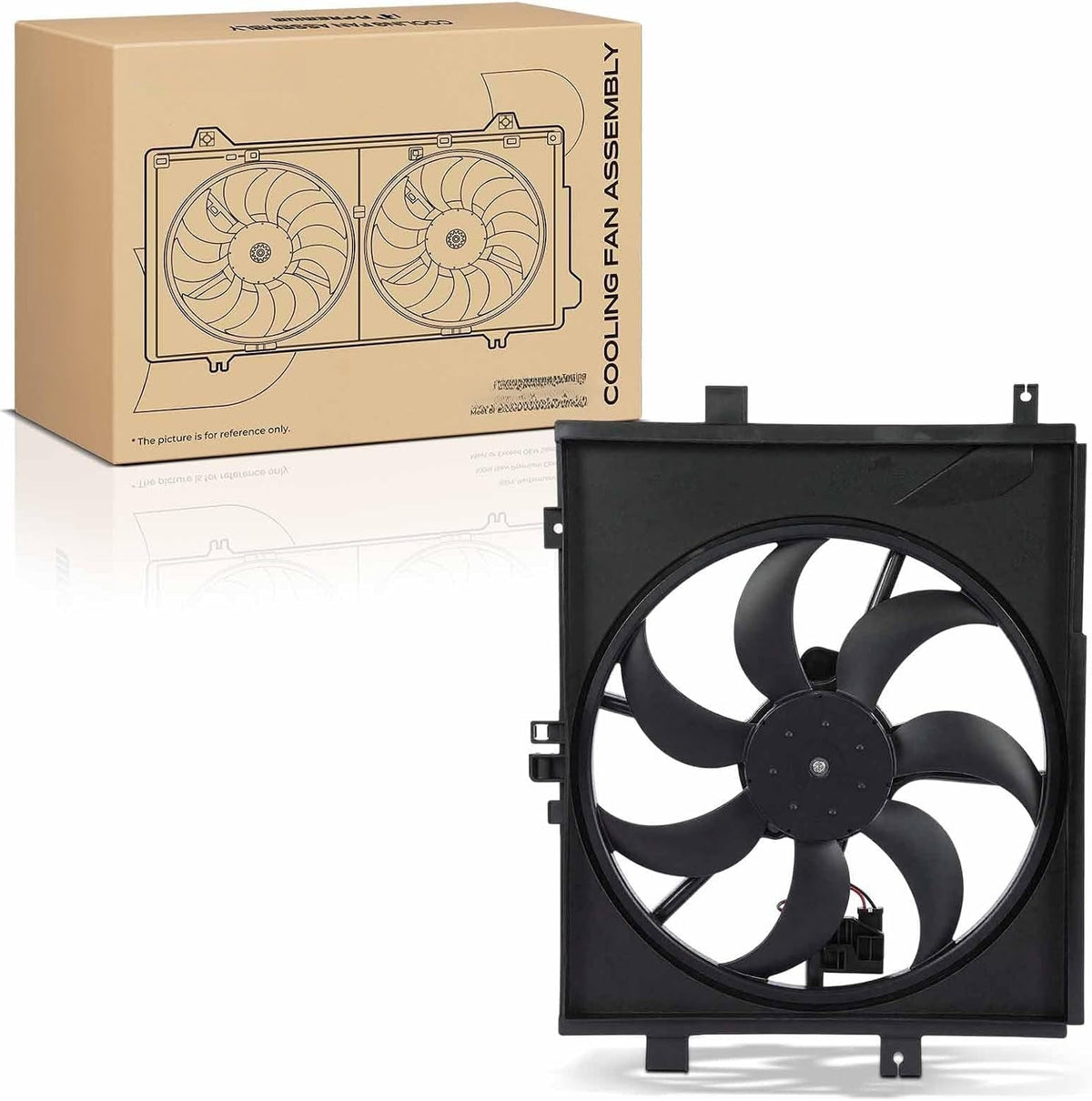 Radiator Cooling Fan Assembly with Motor and Shroud for Nissan Versa 2012-2019, Versa Note 2014-2019, 1.6L CVT, 2 Connectors