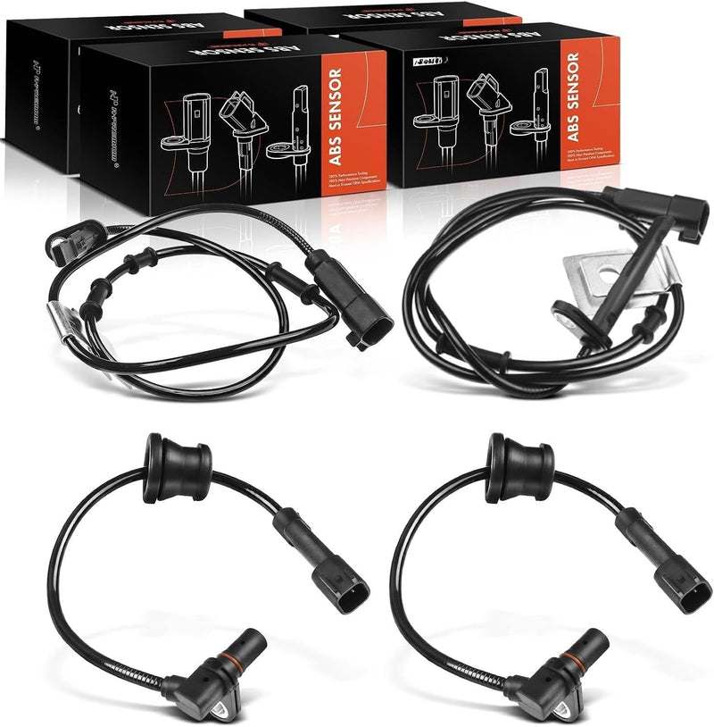 Front and Rear ABS Wheel Speed Sensor Set of 4 for Chevrolet Equinox 2010-2017, GMC Terrain 2010-2017