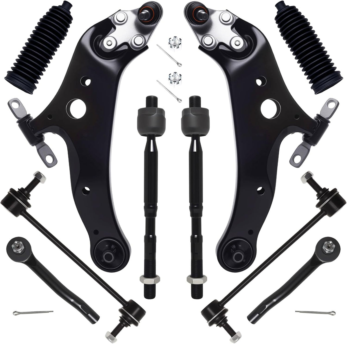 10Pc Front End Kit Fit for 08-19 To-Yota Highlander Venza, 10-15 Le-Xus RX350 Rx450H, 2 Lower Control Arm W/Ball Joint 2 Sway Bar Link 4 Outer Inner Tie Rod End (K622944 K622945 K90344 ES800534)