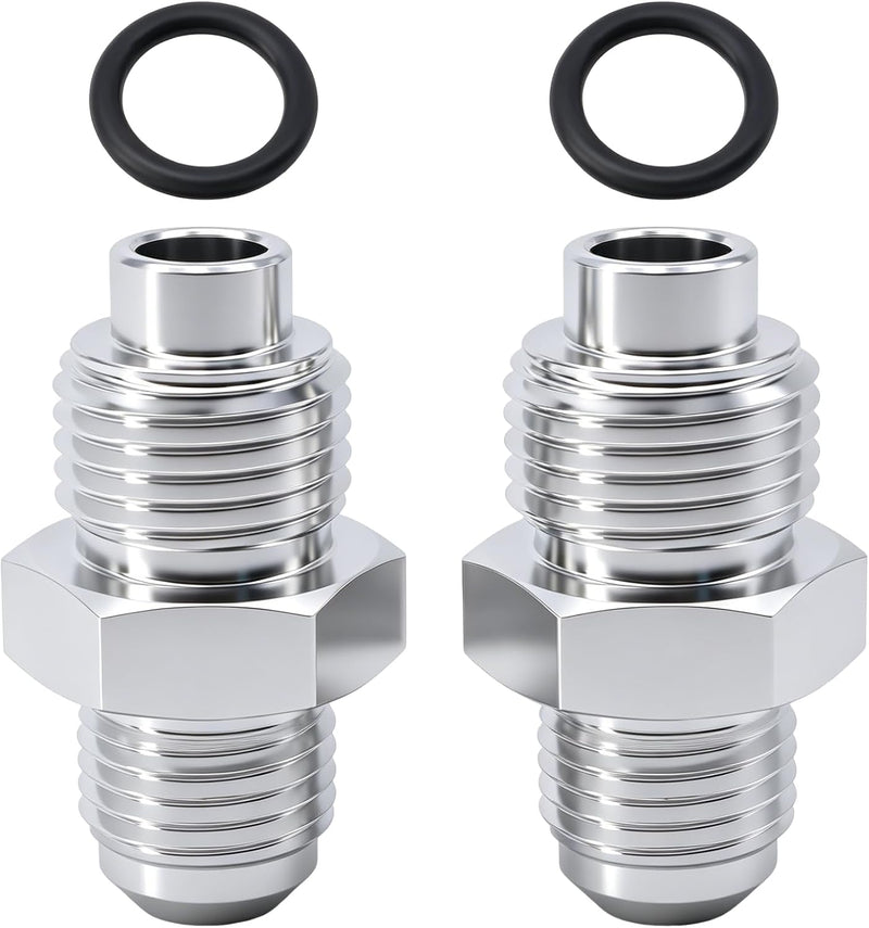Power Steering Adapter Fittings Pair, 6AN to 16mm and 6AN to 18mm, Aluminum, with O-Rings