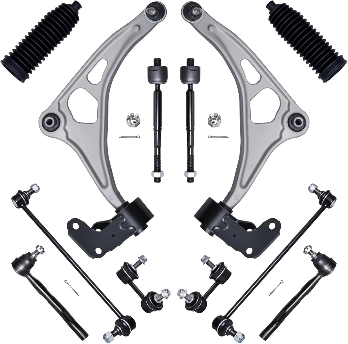 12Pcs Front End Suspension Kit Fit for 2018-2025 Ho-Nda Odyssey, Lower Control Arm W/Ball Joint, Sway Bar Link, Outer &amp; Inner Tie Rod End (# K623849 MS601267 K750920 K750935 EV801519 ES801640)